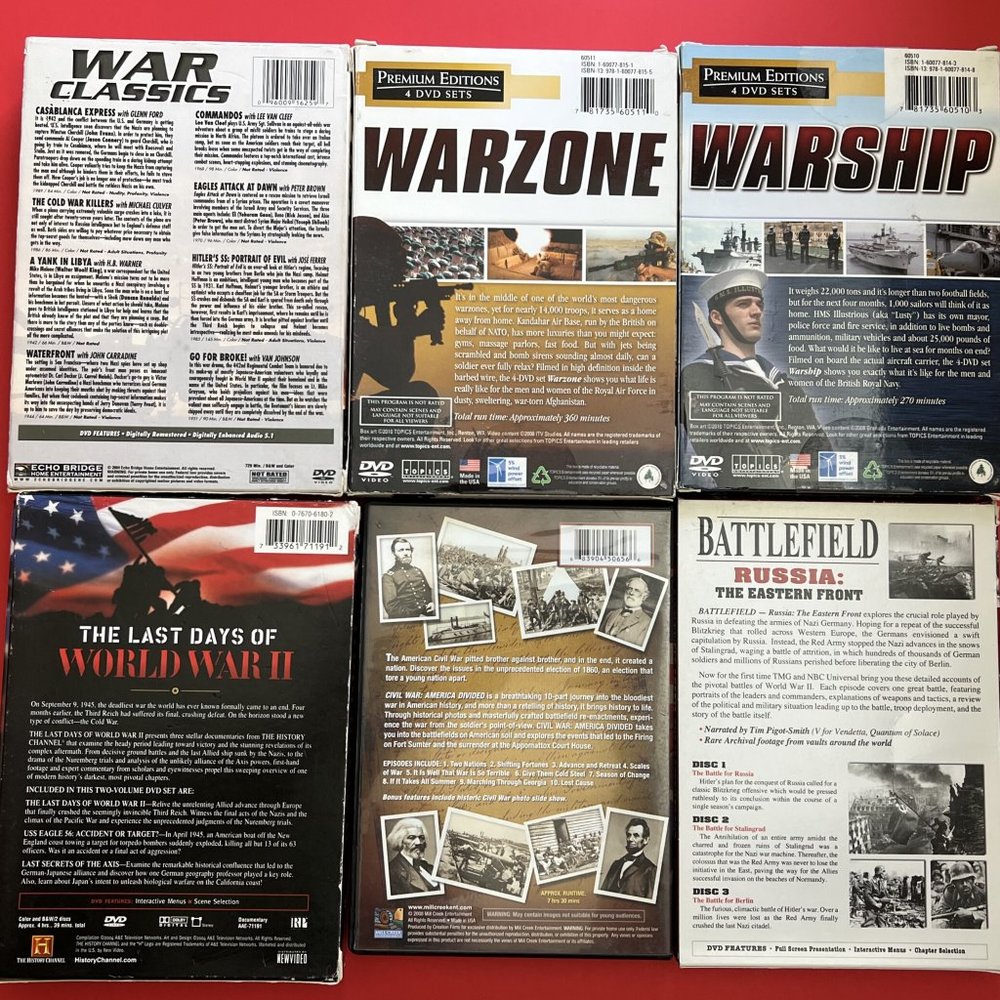 Documentary And Movies mixed lot War Classics Movies